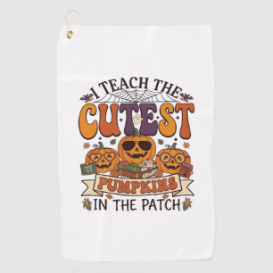 Cutest Pumpkins Halloween Teacher Glasses Books_1 Golf Towel