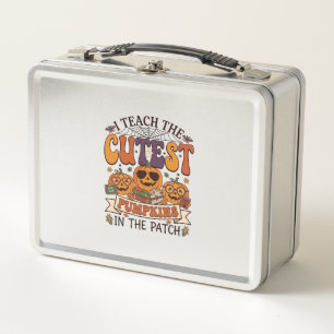 Cutest Pumpkins Halloween Teacher Glasses Books_1 Metal Lunch Box