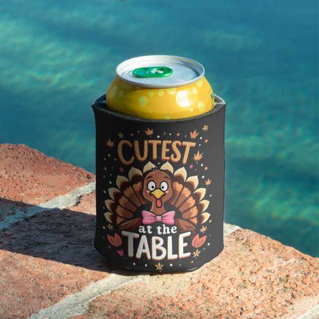 Cutest Turkey at the Table Funny Thanksgiving  Can Cooler (In Situ Pool)