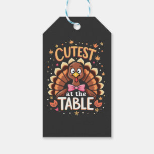 Cutest Turkey at the Table Funny Thanksgiving Gift Tags