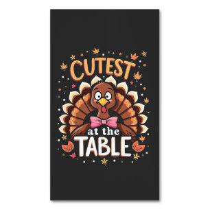 Cutest Turkey at the Table Funny Thanksgiving Magnetic Business Card