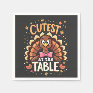 Cutest Turkey at the Table Funny Thanksgiving  Napkin