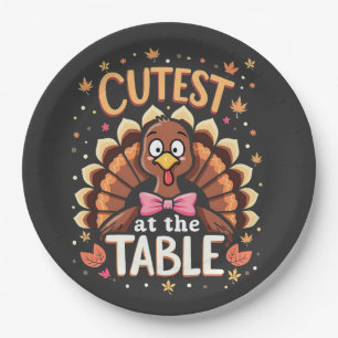 Cutest Turkey at the Table Funny Thanksgiving  Paper Plate