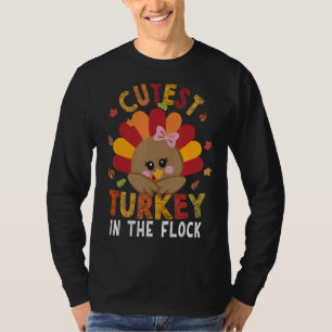 Cutest Turkey Gobble Family Thanksgiving Little Gi T-Shirt