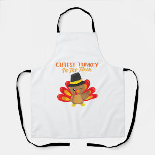 Cutest Turkey In Flock Happy Thanksgiving Day Boy Apron