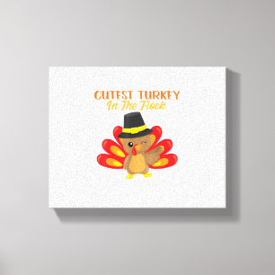 Cutest Turkey In Flock Happy Thanksgiving Day Boy Canvas Print