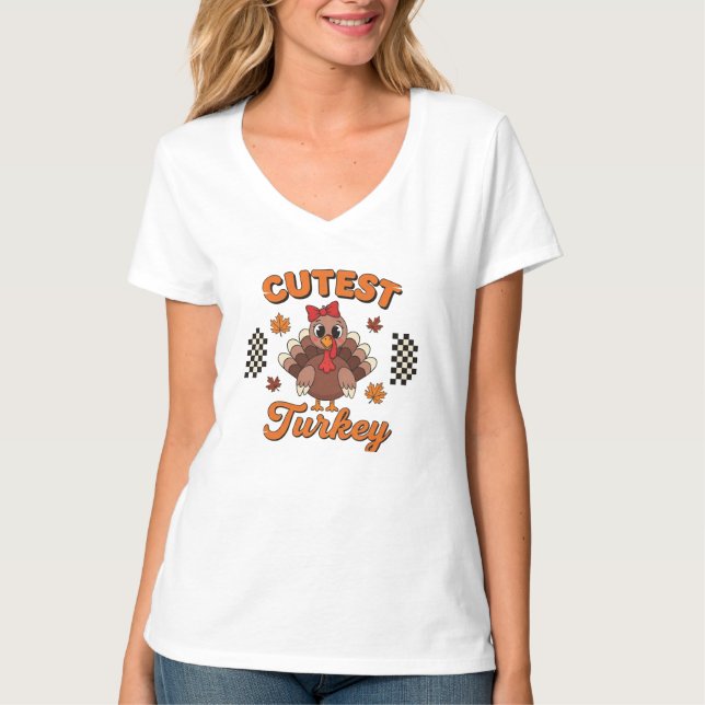 Cutest Turkey Thanksgiving Shirt – Cute Turkey (Front)