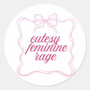 Cutesy Feminine Rage Pink Aesthetic Design   Soft  Classic Round Sticker