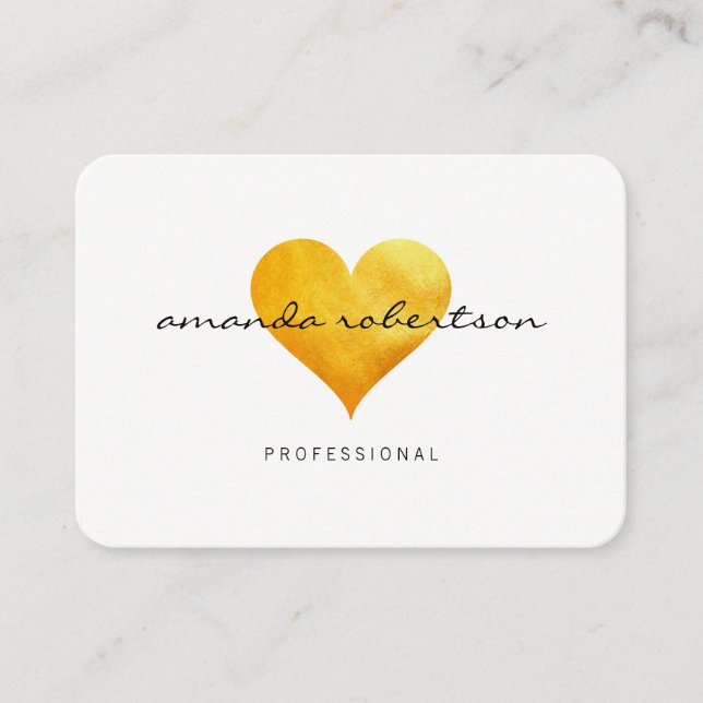 Cutesy Gold Heart Business Card (Front)
