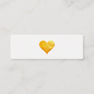 Cutesy Gold Heart Stripe Pattern Mini Business Card