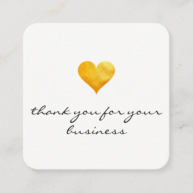 Cutesy Gold Heart Thank You Loyalty Card (Front)