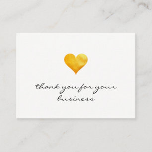 Cutesy Gold Heart Thank You Loyalty Card