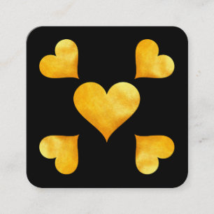 Cutesy Gold Hearts Square Business Card