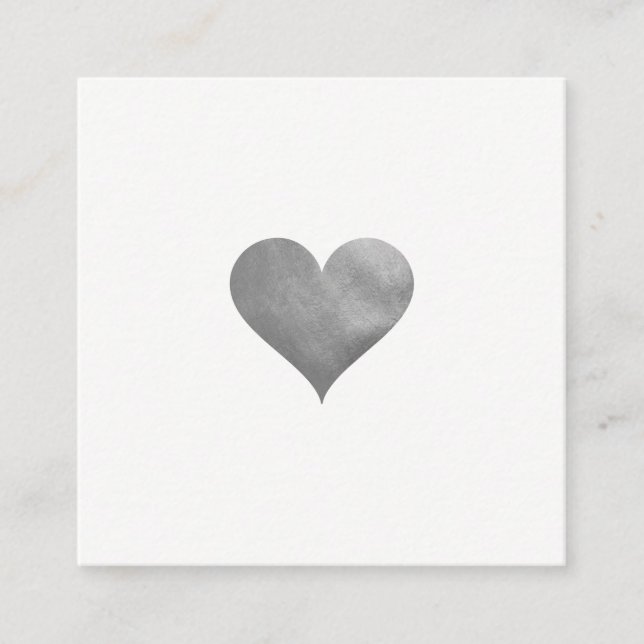 Cutesy Grey Heart Square Business Card (Front)