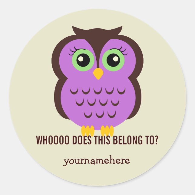Cutesy Owl THIS BELONGS TO Stickers (Front)