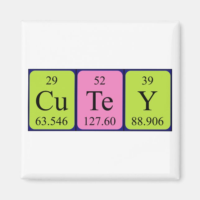 Cutey periodic table name magnet (Front)