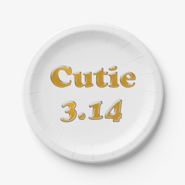 Cutie 3.14 Pi Day Paper Plate (Front)
