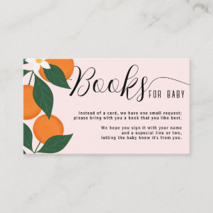 Cutie Baby Shower Citrus Orange Books For Baby Enclosure Card