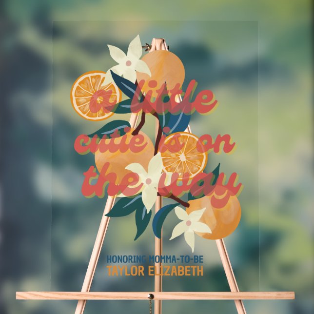 cutie baby shower welcome  acrylic sign (Neutral)