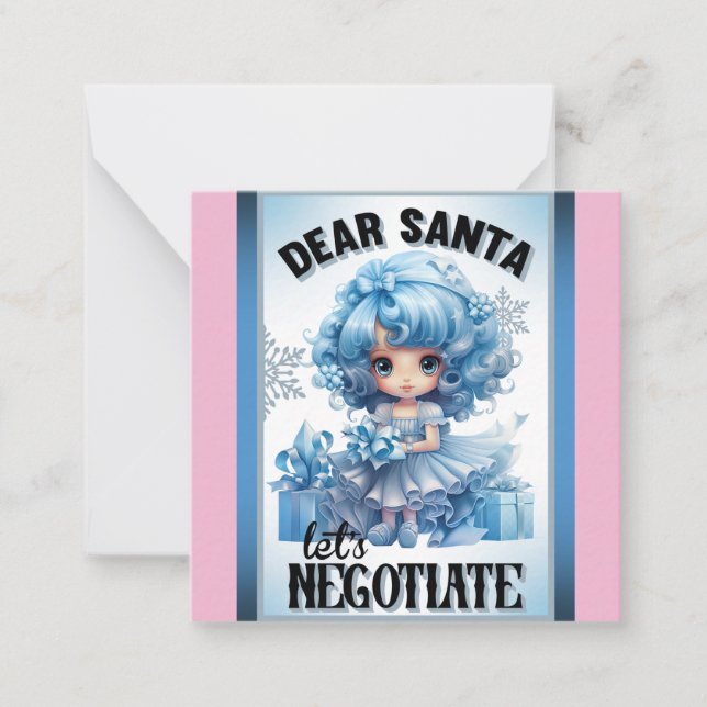 Cutie Blue Dear Santa Christmas  Card (Front)