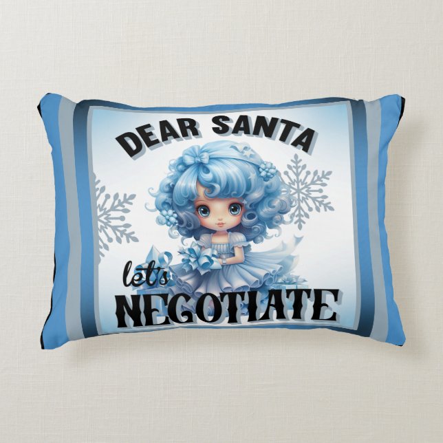 Cutie Blue Dear Santa Christmas Pillow (Front)