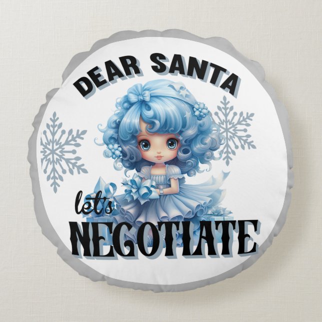 Cutie Blue Dear Santa Christmas Pillow (Front)