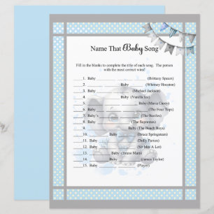 Cutie Blue Elephant - Baby Shower ABC Game