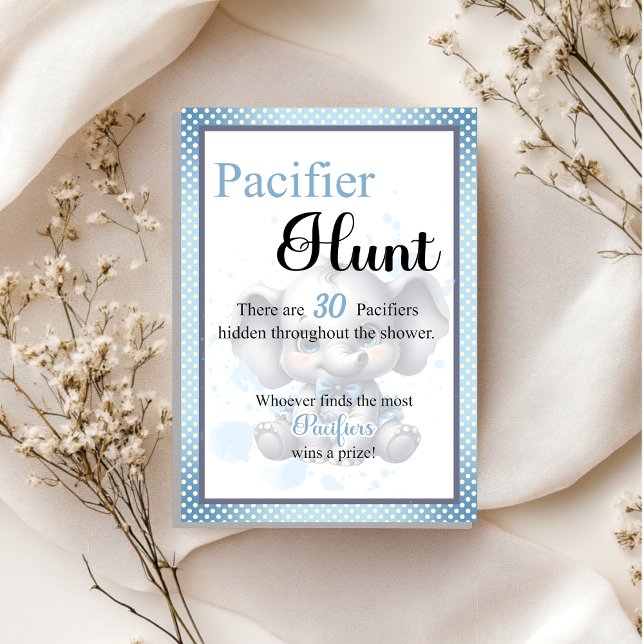 Cutie Blue Elephant Baby Shower Pacifier Hunt Game (Creator Uploaded)
