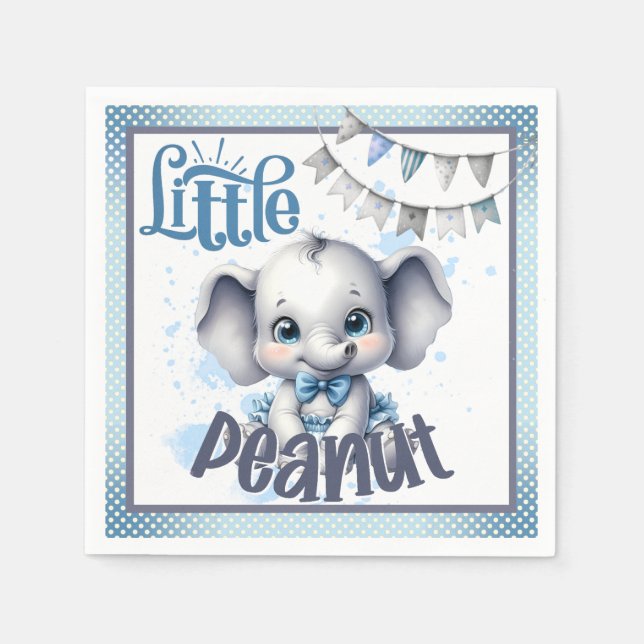Cutie Blue Elephant - Little Peanut Napkin (Front)