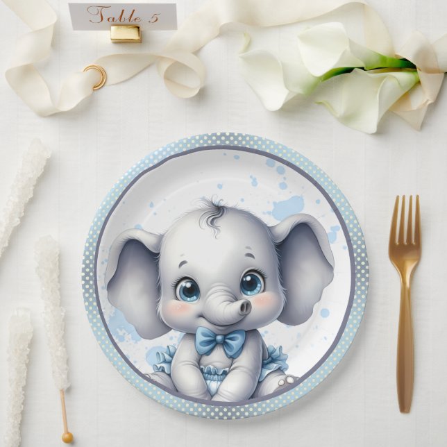 Cutie Blue Elephant - Little Peanut Paper Plate (Wedding)