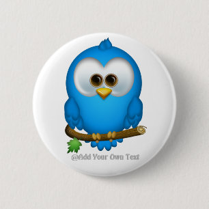 Cutie Blue Tweet Bird Personalised Buttons