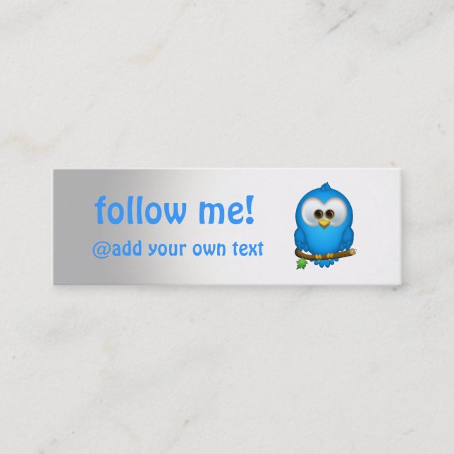 Cutie Blue Tweet Bird Skinny Business Cards (Front)
