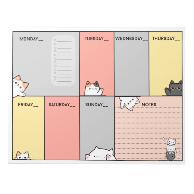 Cutie cat A4 weekly planner/notepad Notepad (Front)
