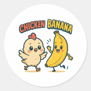 CUTIE CHICKEN BANANA!  CLASSIC ROUND STICKER