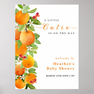 Cutie Citrus Orange Clementine Baby Shower Welcome Poster