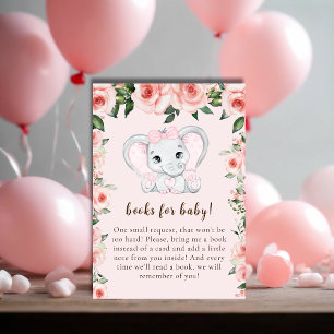 Cutie Elephant Blush Pink Floral Books for Baby Enclosure Card