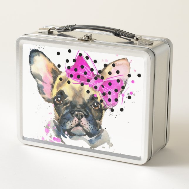 Cutie French Bull Dog Metal Lunch Box (Front)