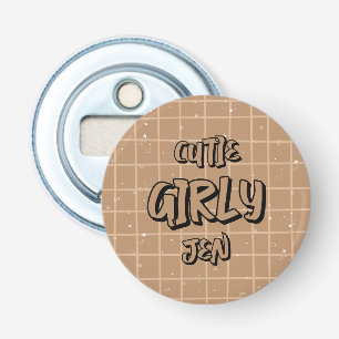 Cutie Girly Brown Gingham Bottle Opener