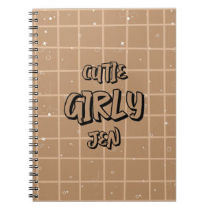 Cutie Girly Brown Gingham Spiral Notebook