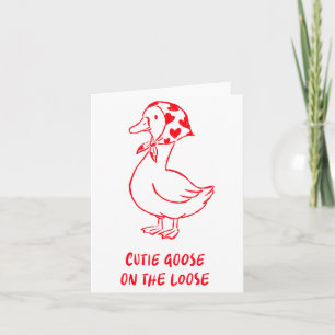 Cutie Goose Valentine Hearts Bandana Cute Barnyard Card