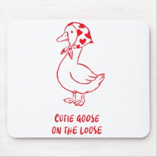Cutie Goose Valentine Hearts Bandana Cute Barnyard Mouse Pad