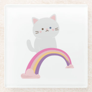 Cutie Kitten Cat Glass Coaster