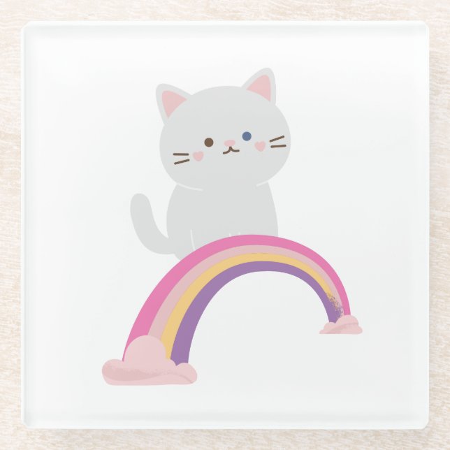 Cutie Kitten Cat             Glass Coaster (Front)