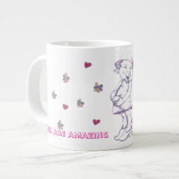 Cutie little girl playing dress up large coffee mug