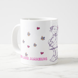 Cutie little girl playing dress up large coffee mug