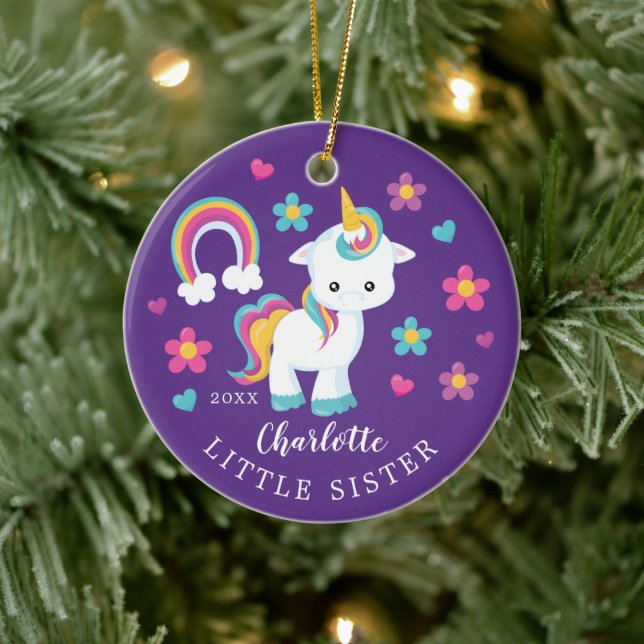 Cutie Little Sister Unicorn Christmas Ornament (Tree)