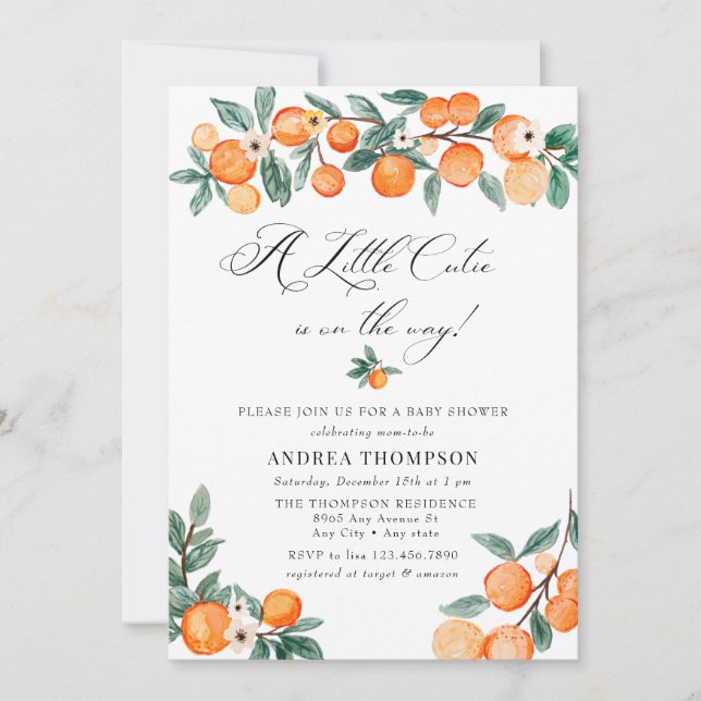 Cutie |  Orange Baby Shower Invitation (Front)