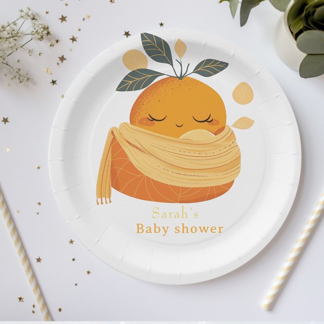 cutie orange Baby shower  Paper Plate (Creator Uploaded)
