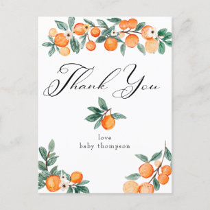 Cutie Orange Baby Shower Thank You Postcard