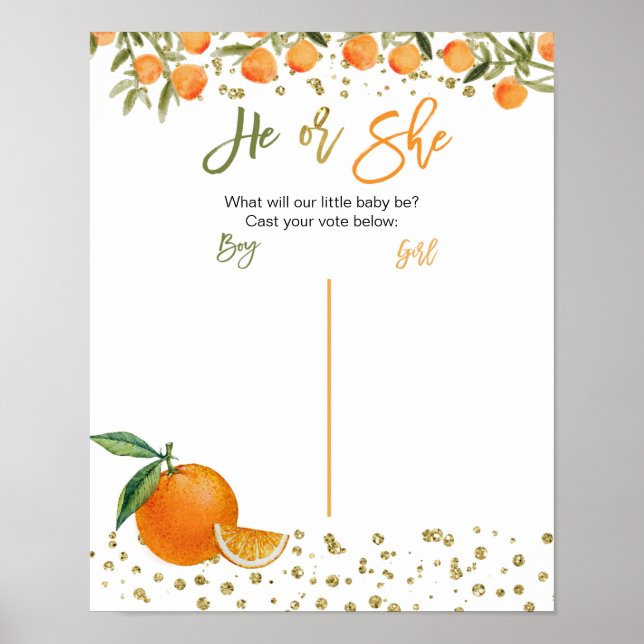Cutie Orange Citrus gender reveal voting board Poster (Front)